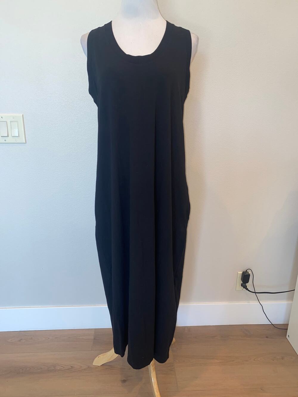 Max Mara Leisure Dress Maxi Jersey Knit Sleeveless Pockets Size Medium